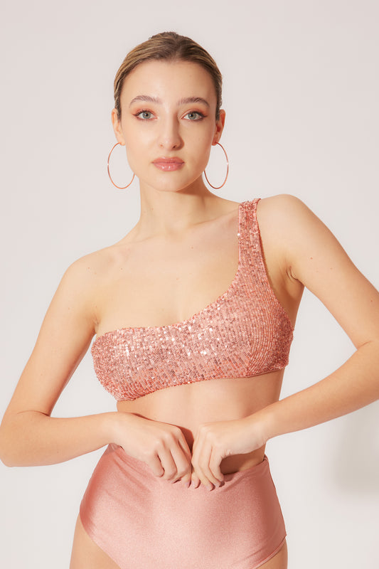 Bikini top monospalla paillettes petitluxe