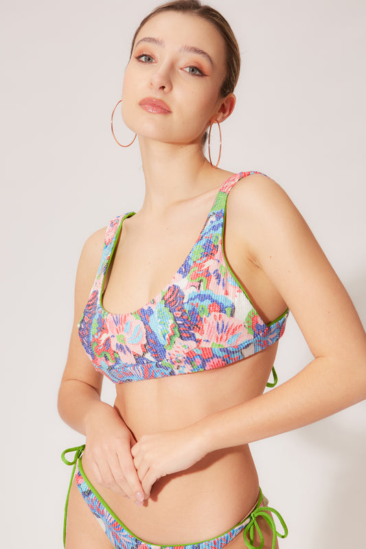 Bikini top sporty paillettes fiori petitluxe
